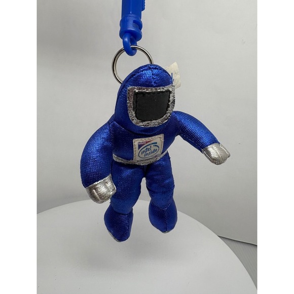 Intel Pentium II Plush Astronaut Clip On Keychain Blue Silver 1997 Rare - Picture 1 of 8